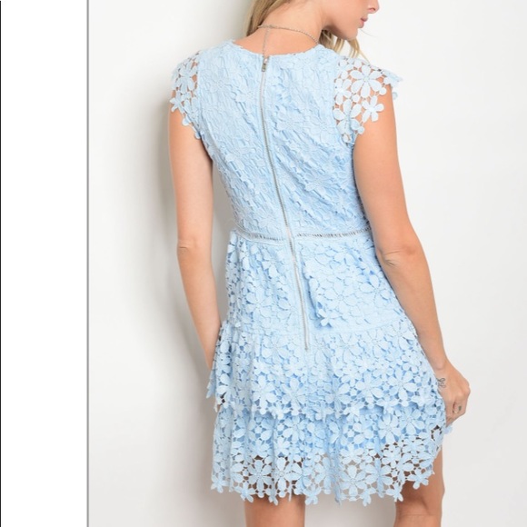 LAST ONE‼️ MEDIUM LEFT Baby Blue Lace Dress - Picture 3 of 5